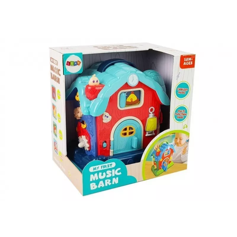 LEAN TOYS Granero musical con animales y sonidos de granja rosa