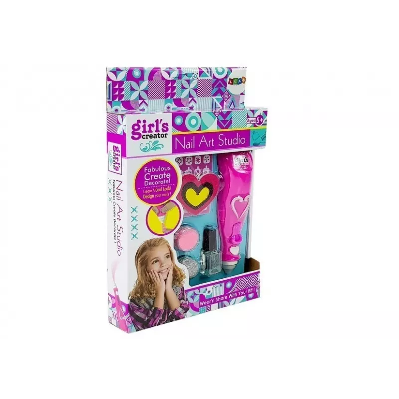 LEAN TOYS Set de esmalte de uñas con dispensador y esmalte con purpurina