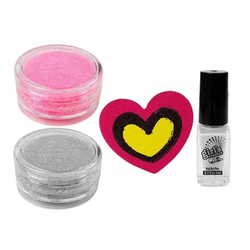 LEAN TOYS Set de esmalte de uñas con dispensador y esmalte con purpurina