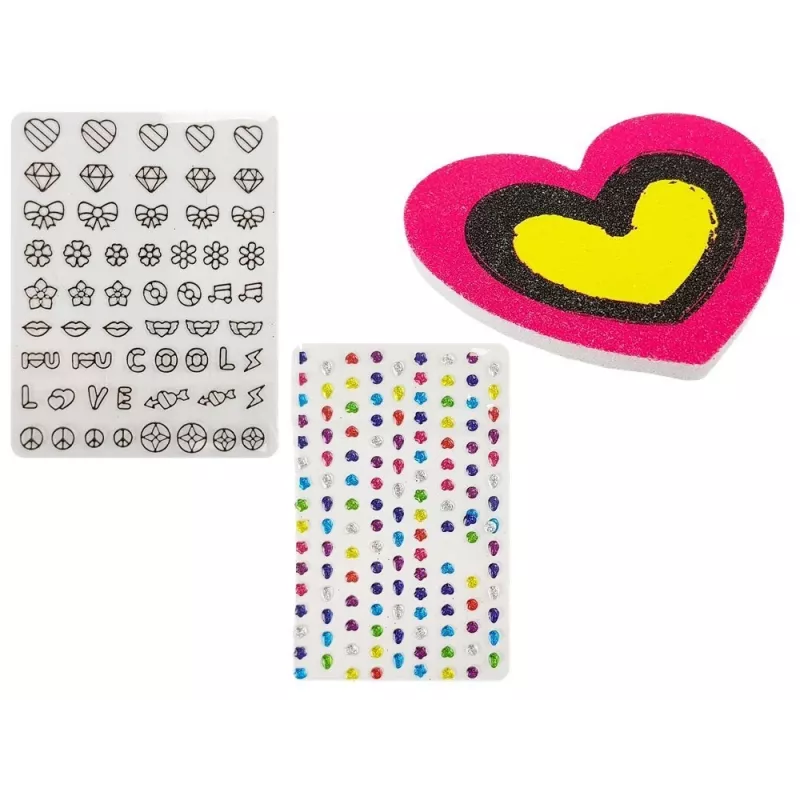 LEAN TOYS Set de esmalte de uñas con dispensador de purpurina y pegatinas de colores