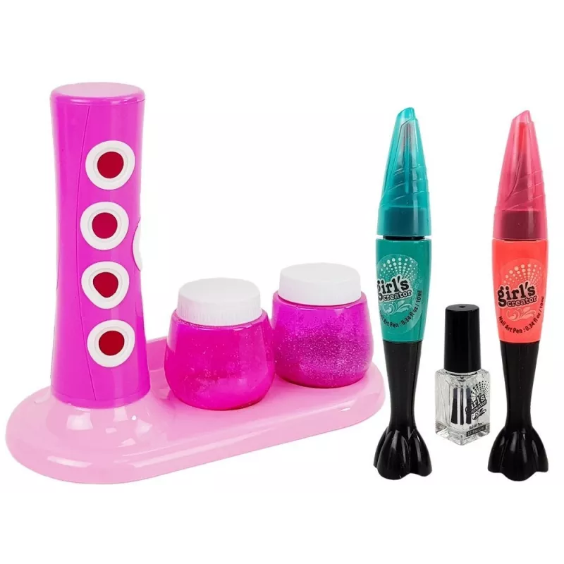 LEAN TOYS Set de esmalte de uñas con dispensador de purpurina y pegatinas de colores