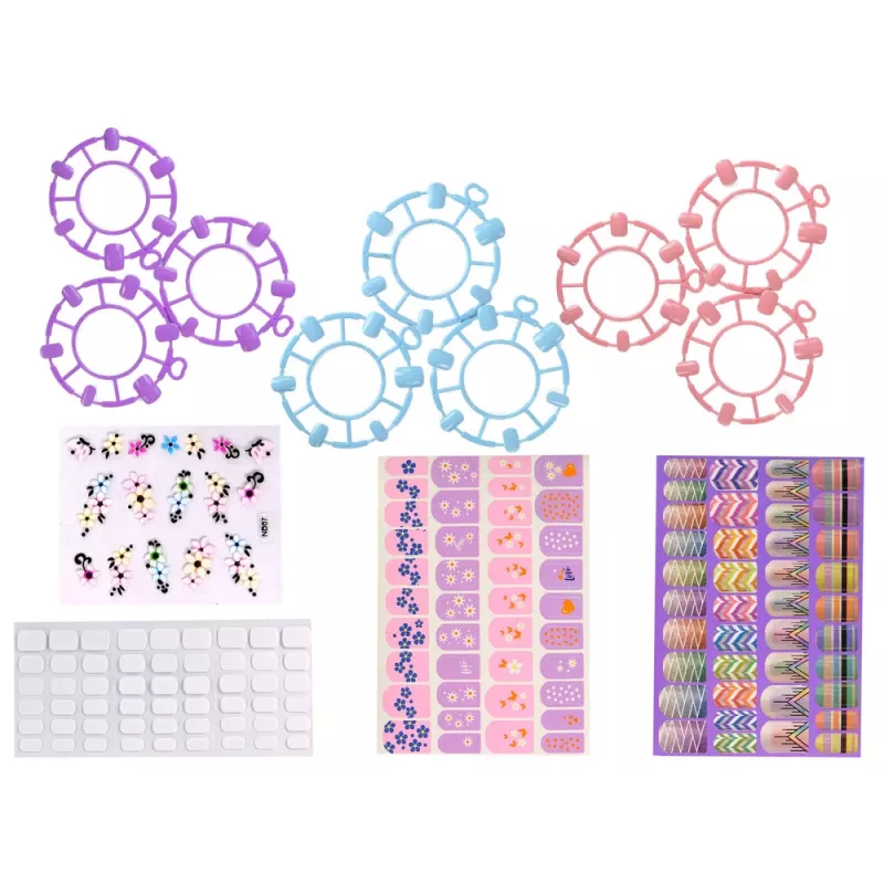 LEAN TOYS Set de esmaltes de uñas con moldes, lámpara, lima y purpurina