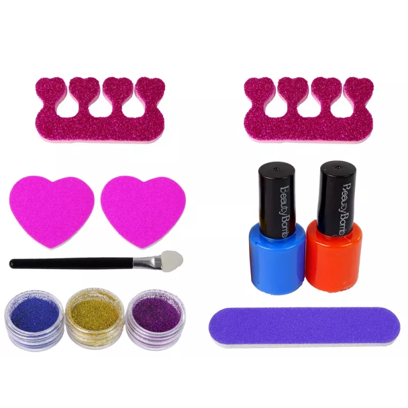 LEAN TOYS Set de esmaltes de uñas con moldes, lámpara, lima y purpurina