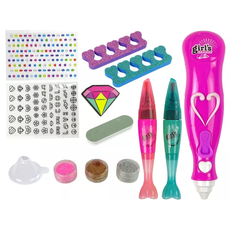 LEAN TOYS Set de decoración de uñas clavos para uñas dispensadores de purpurina diamantes