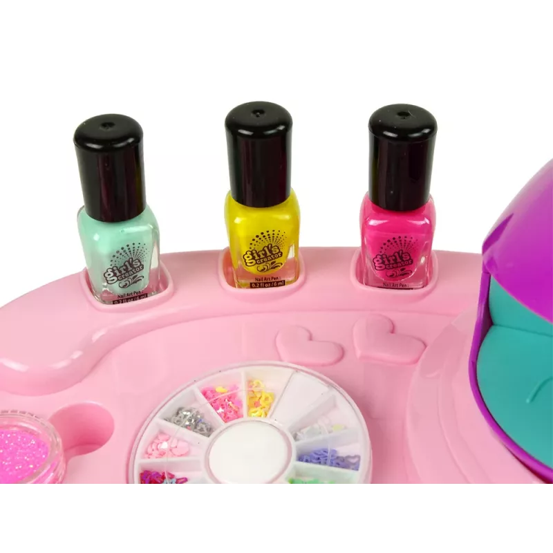 LEAN TOYS Set de esmalte de uñas con purpurina para uñas, secador y pegatinas
