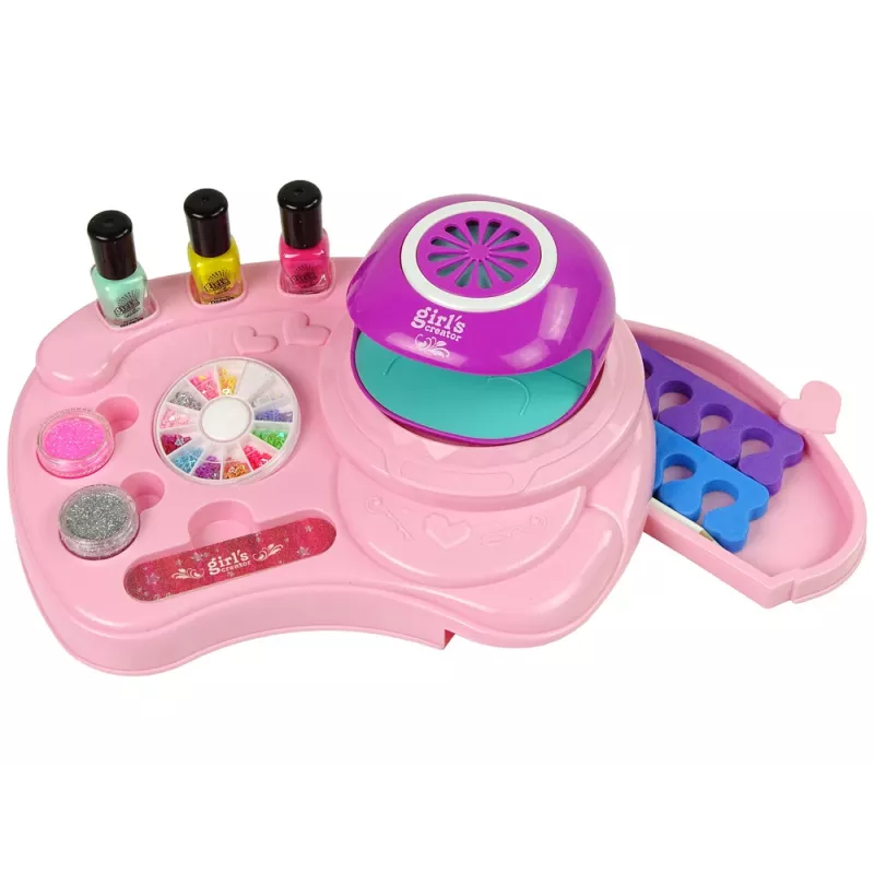 LEAN TOYS Set de esmalte de uñas con purpurina para uñas, secador y pegatinas