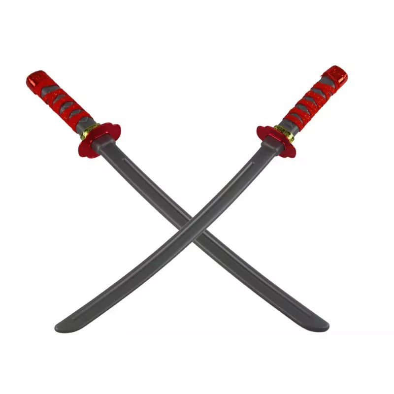 LEAN TOYS set Ninja Warrior con máscara, espada, dagas, shuriken, arco y flechas – decoraciones rojas (10 piezas)