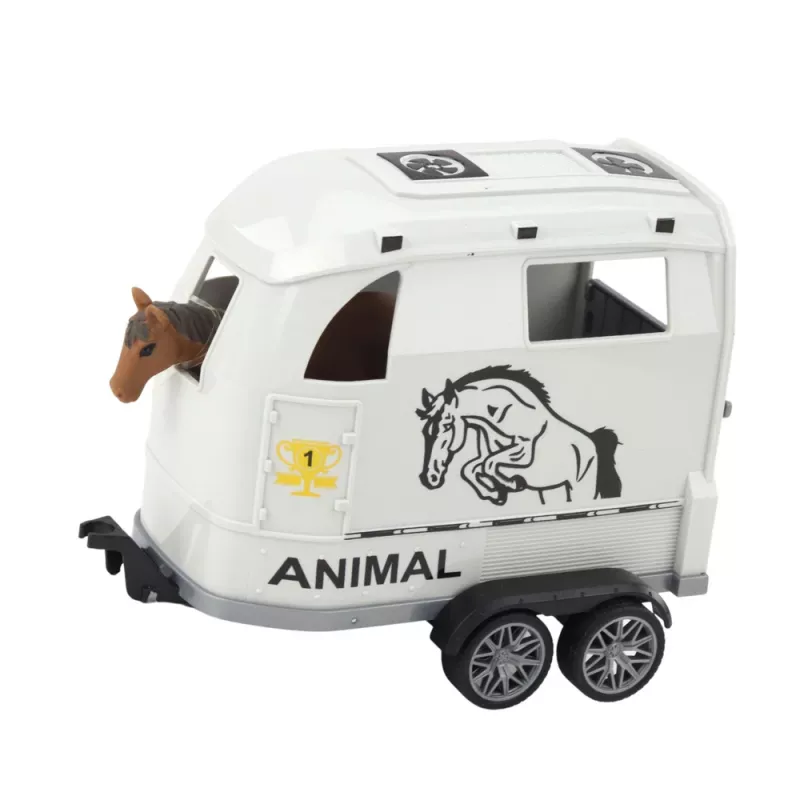 LEAN TOYS Vehículo todoterreno con remolque para caballos, figura, luces y sonidos