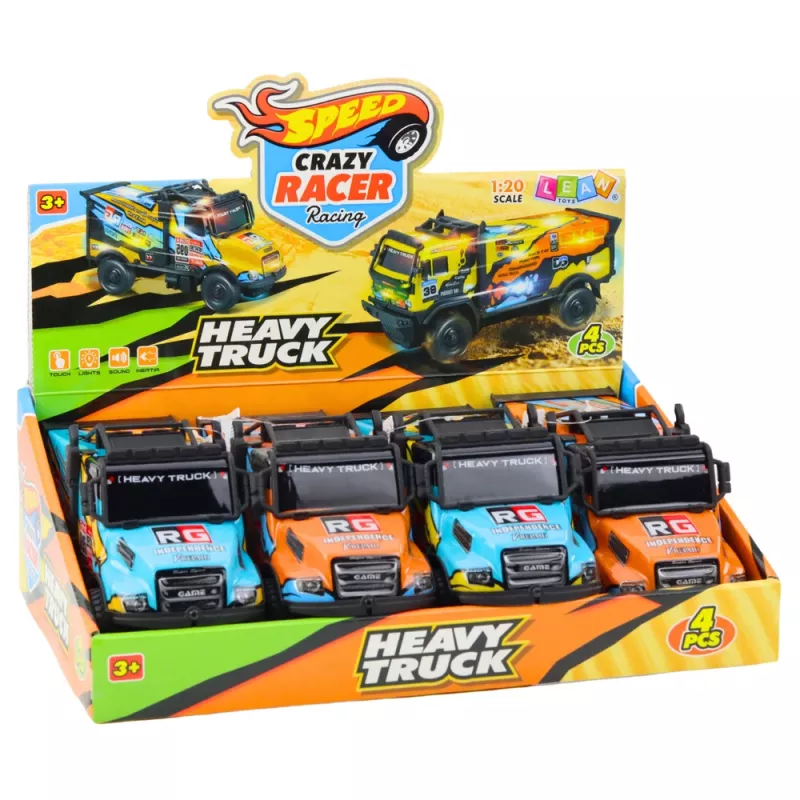 LEAN TOYS Camión RC todoterreno escala 1:16 naranja azul con luces y sonidos