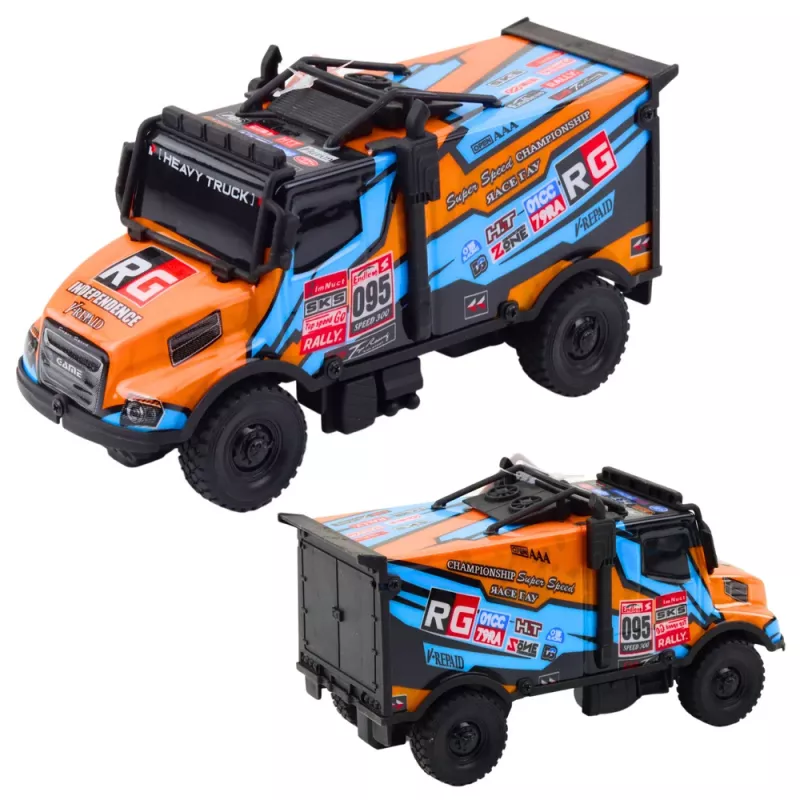 LEAN TOYS Camión RC todoterreno escala 1:16 naranja azul con luces y sonidos