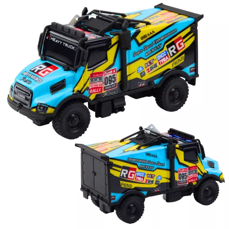 LEAN TOYS Camión RC todoterreno escala 1:16 naranja azul con luces y sonidos