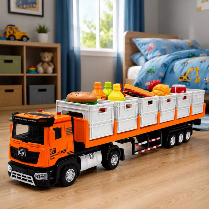 LEAN TOYS camión de transporte de alimentos naranja 1:40 modelo de fundición