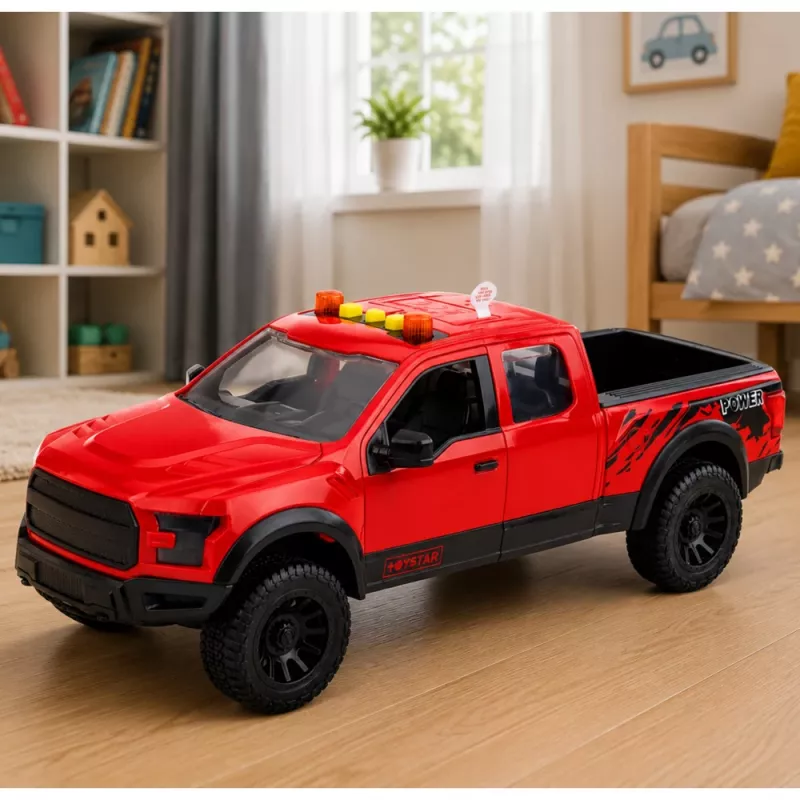 LEAN TOYS Pickup Truck 1:12 RC con puertas que se abren, luces traseras, sonidos – rojo