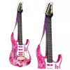 LEAN TOYS Guitarra eléctrica rosa con micrófono y amplificador