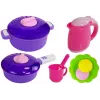 LEAN TOYS Cocina rosa con ollas de agua, alimentos y sonido