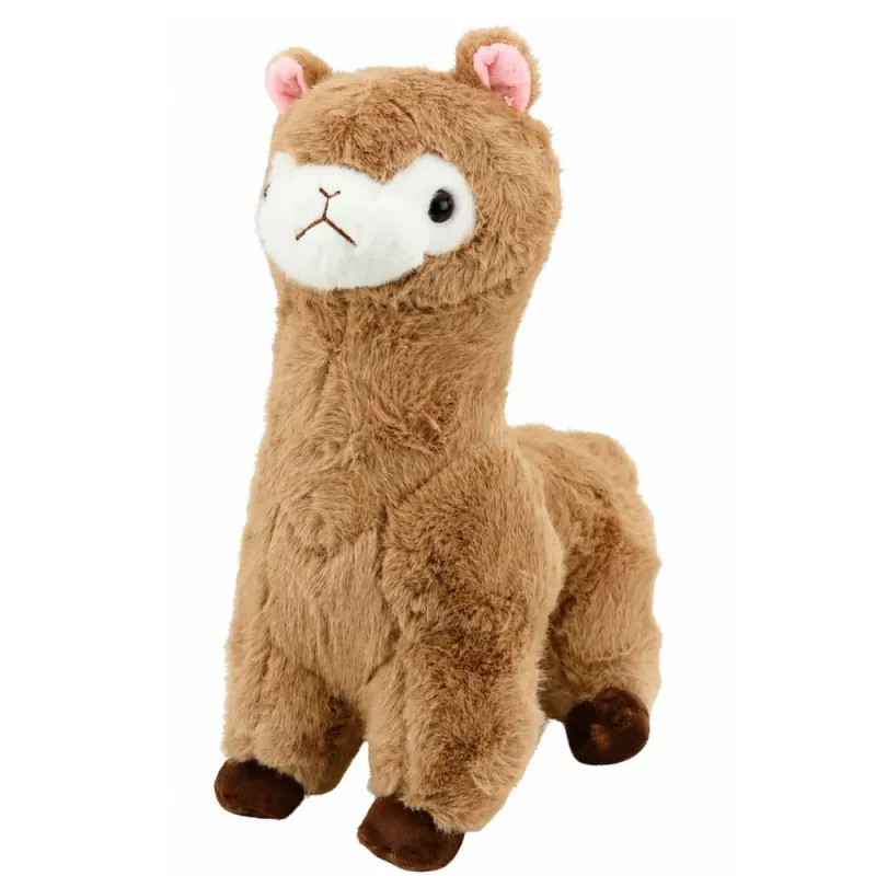 LEAN TOYS Peluche alpaca peluche con pelo suave beige 28 cm
