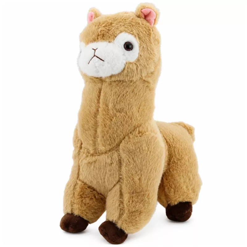 LEAN TOYS Peluche alpaca llama - Crema, 28 cm, peluche suave con pelo extra suave