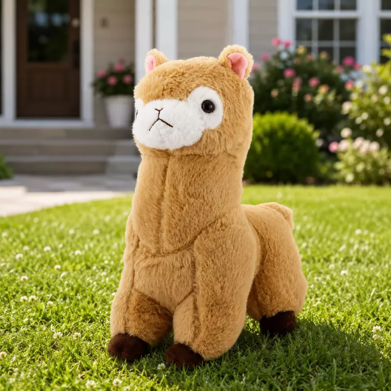 LEAN TOYS Peluche alpaca llama - Crema, 28 cm, peluche suave con pelo extra suave