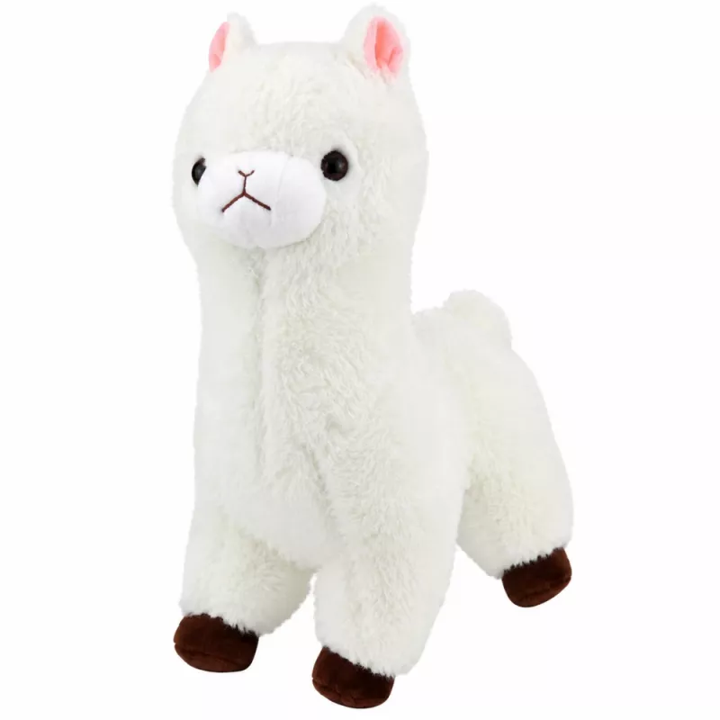 LEAN TOYS Peluche alpaca pelo blanco suave 28 cm