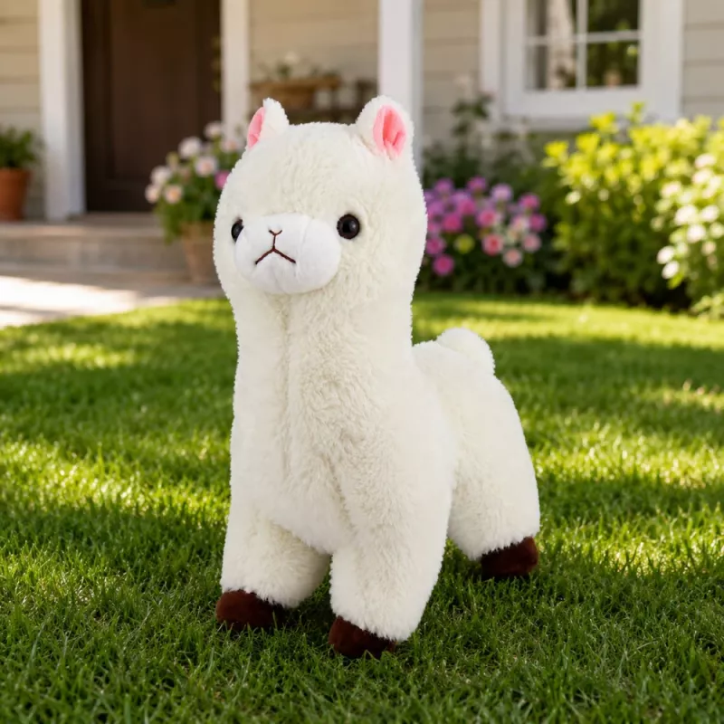 LEAN TOYS Peluche alpaca pelo blanco suave 28 cm