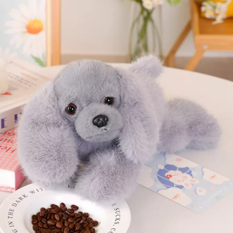 LEAN TOYS Peluche perro Cocker Spaniel con patas lastradas, gris, 30 cm