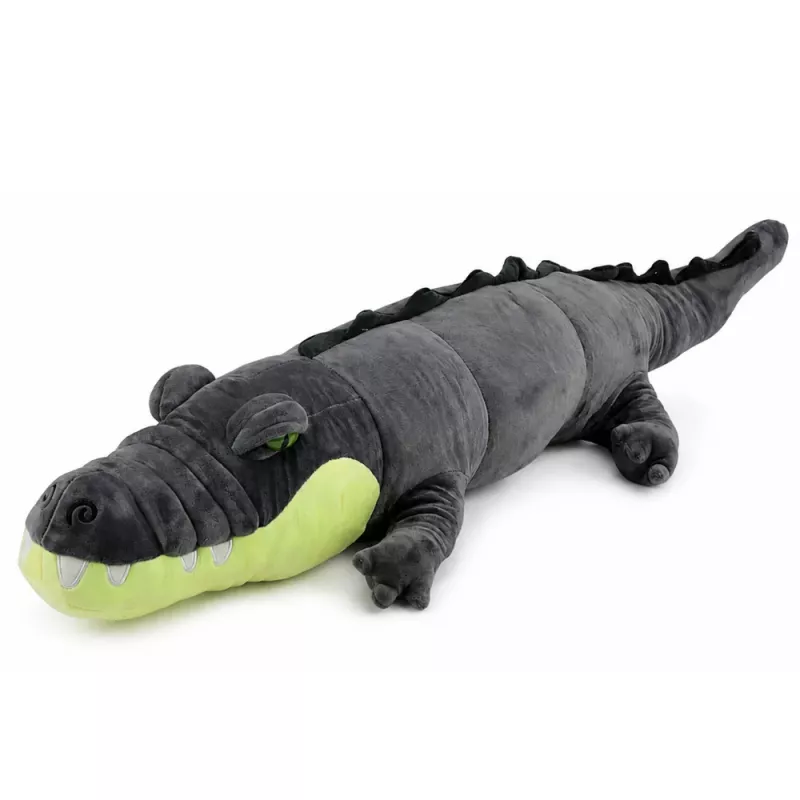 LEAN TOYS Cocodrilo de peluche mascota peluche - Gris realista, 90 cm
