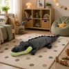LEAN TOYS Cocodrilo de peluche mascota peluche - Gris realista, 90 cm