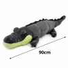 LEAN TOYS Cocodrilo de peluche mascota peluche - Gris realista, 90 cm
