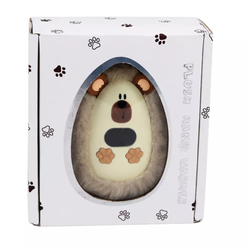 LEAN TOYS Calentador de manos de peluche erizo recargable beige 45°C / 55°C / 65°C