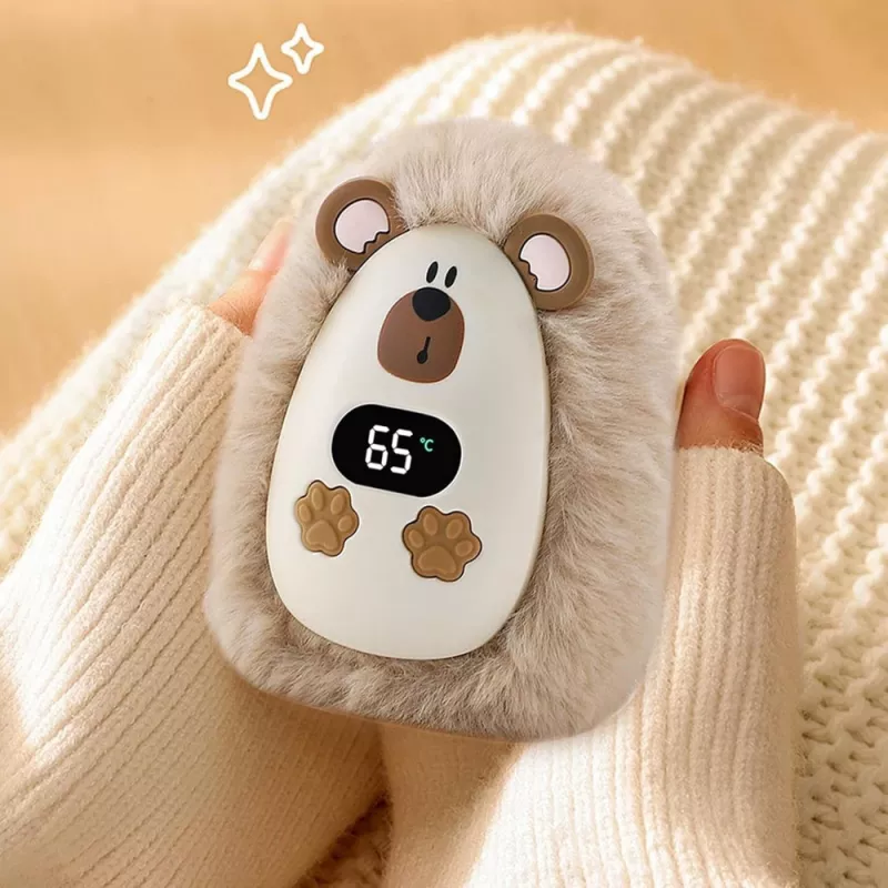 LEAN TOYS Calentador de manos de peluche erizo recargable beige 45°C / 55°C / 65°C