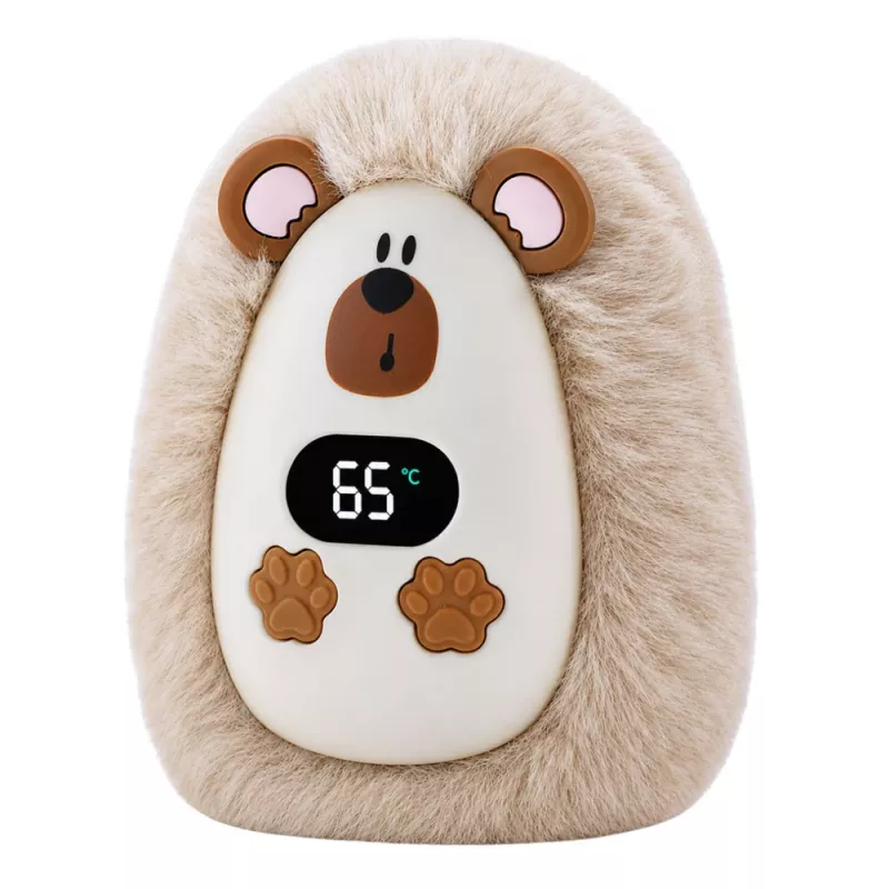 LEAN TOYS Calentador de manos de peluche erizo recargable beige 45°C / 55°C / 65°C