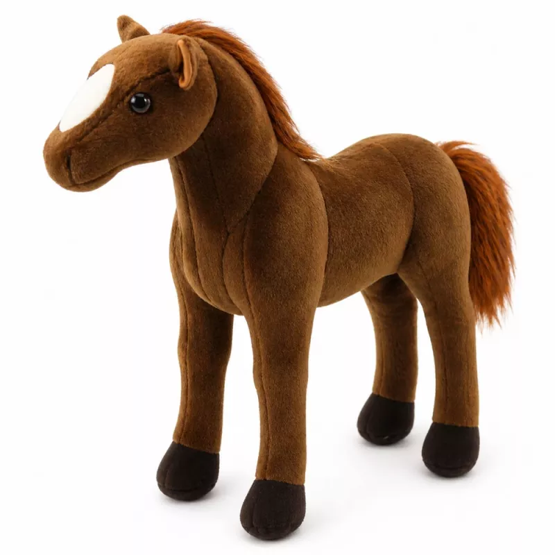 LEAN TOYS Peluche caballo marrón oscuro 40 cm x 37 cm