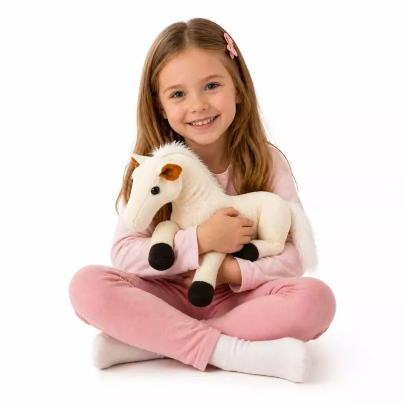 Caballo de peluche LEAN TOYS mascota peluche blanco 40cm x 37cm