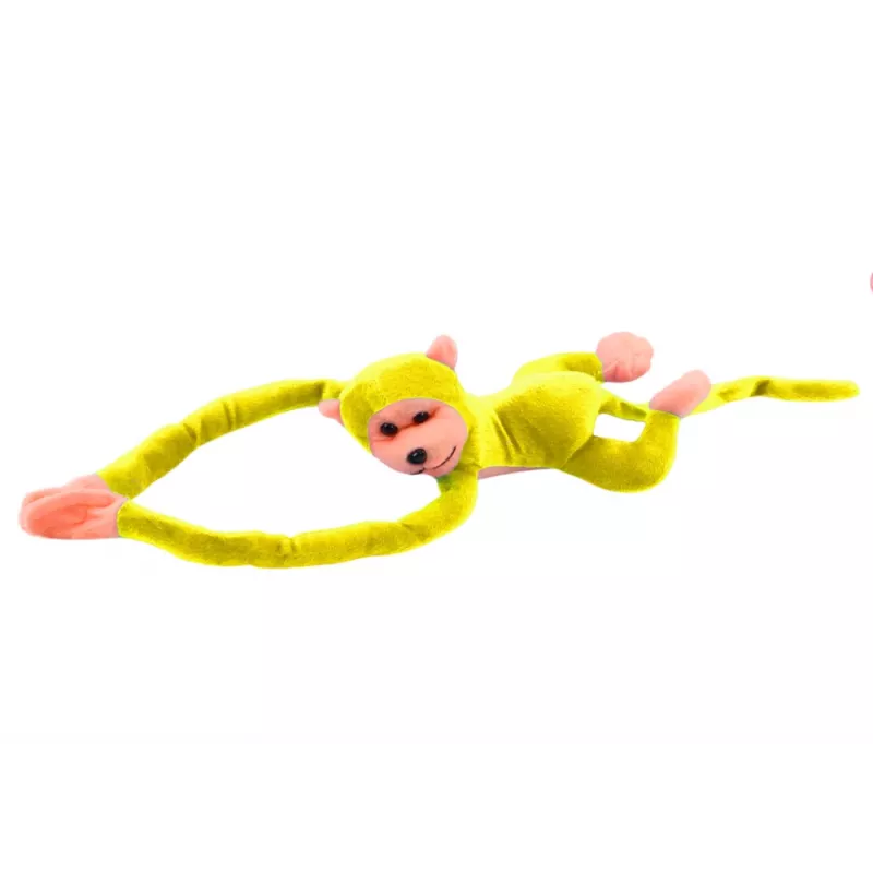 LEAN TOYS Mascota peluche mono con sonido, amarillo 80 cm