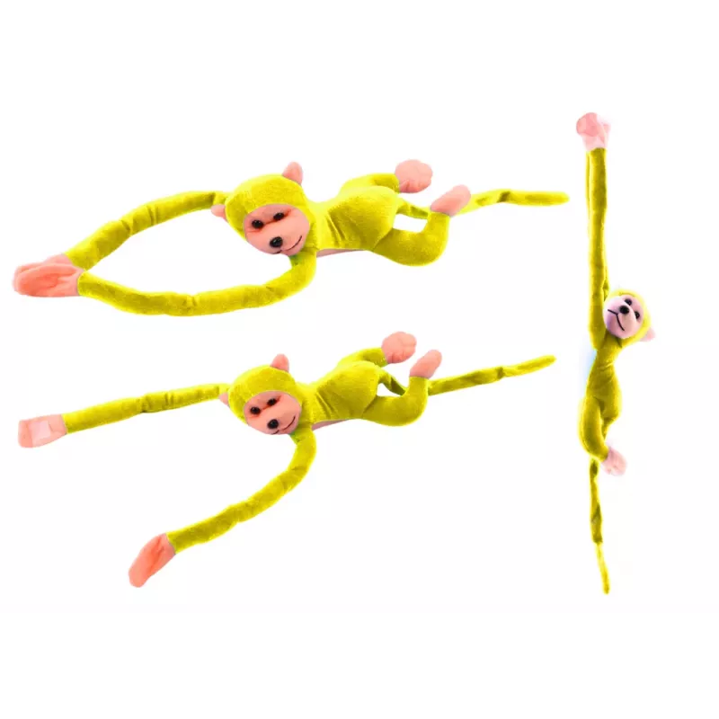 LEAN TOYS Mascota peluche mono con sonido, amarillo 80 cm