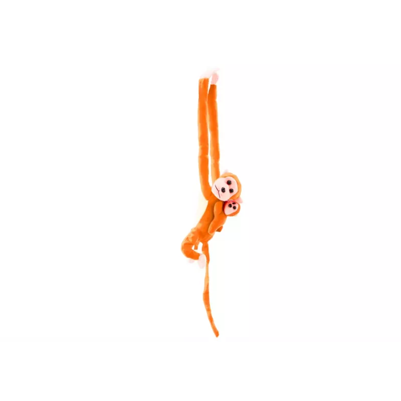 LEAN TOYS Mascota de Peluche Mono con Bebé, Naranja con Sonido 70 cm