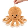 LEAN TOYS Peluche pulpo de peluche con ventosa beige 16 cm