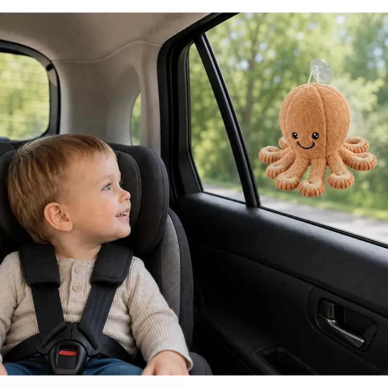 LEAN TOYS Peluche pulpo de peluche con ventosa beige 16 cm