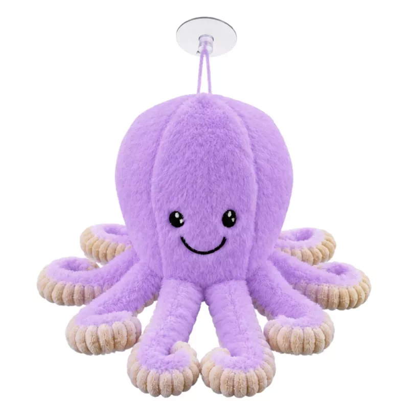 LEAN TOYS Peluche de pulpo con ventosa, lila, 16 cm
