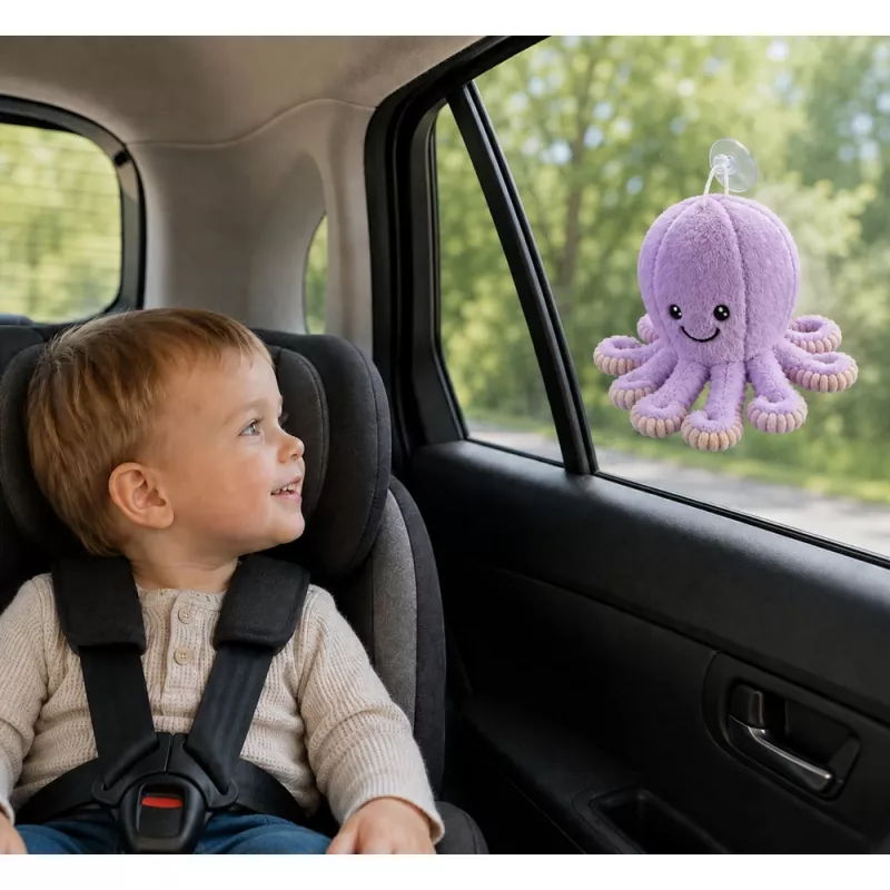 LEAN TOYS Peluche de pulpo con ventosa, lila, 16 cm