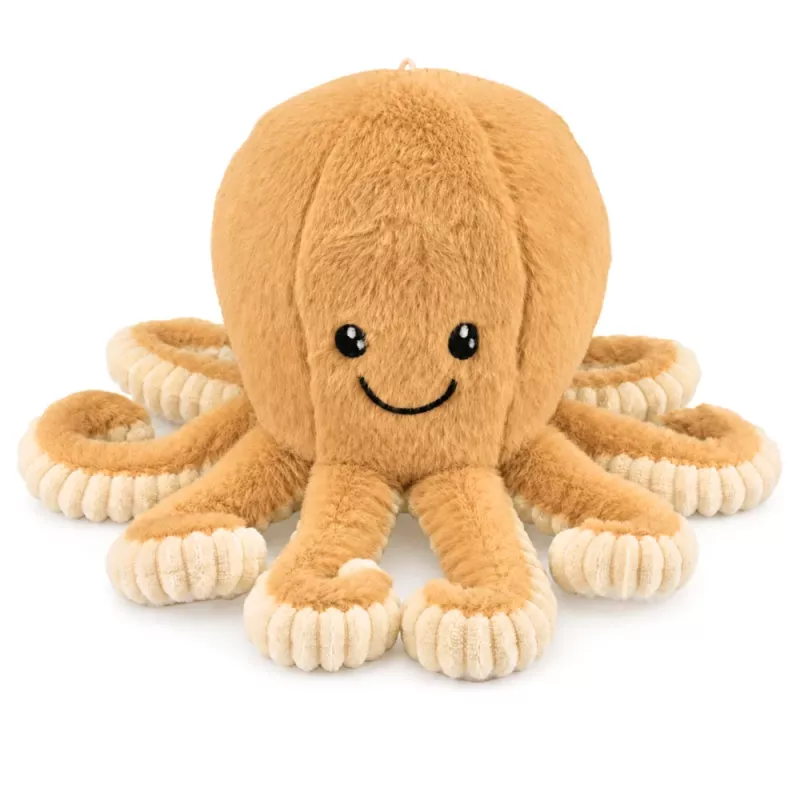 LEAN TOYS Pulpo de peluche con tentáculos elásticos, Beige 50 cm – Peluche suave