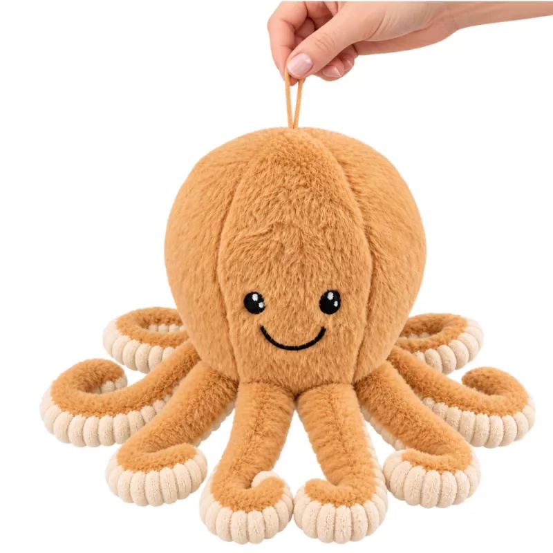 LEAN TOYS Pulpo de peluche con tentáculos elásticos, Beige 50 cm – Peluche suave