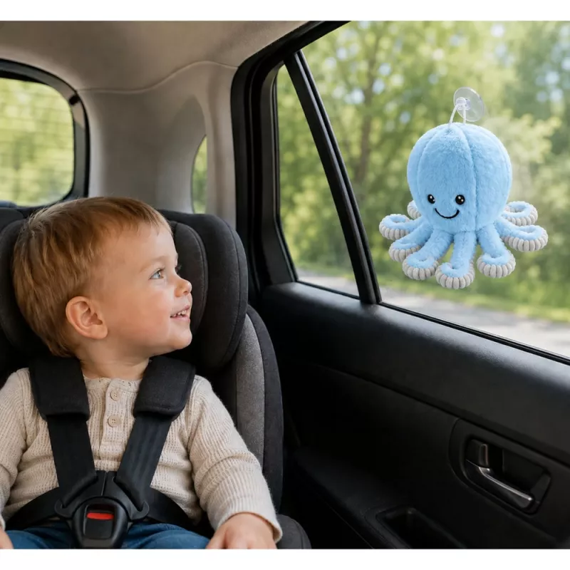 LEAN TOYS Peluche de pulpo con ventosa, azul, 16 cm