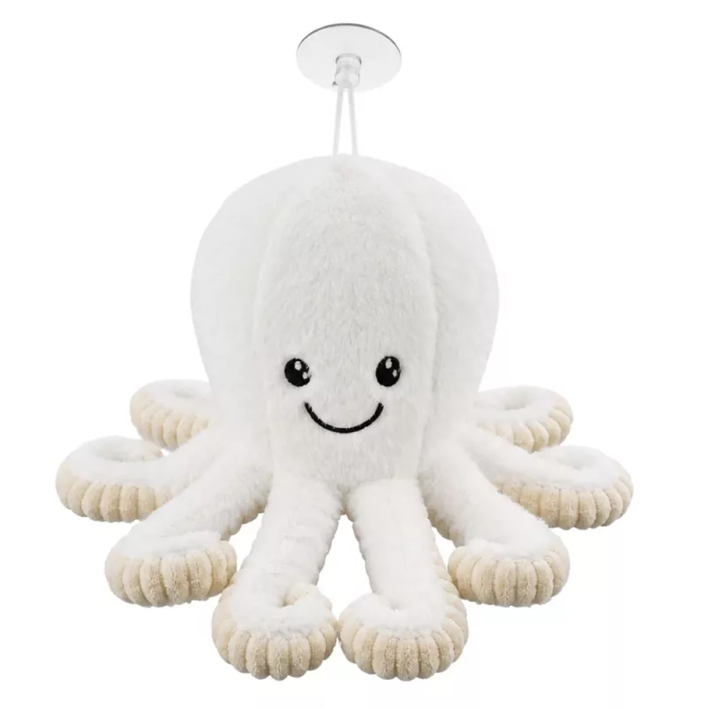 LEAN TOYS Peluche de pulpo con ventosa, blanco, 16 cm – Suave compañero criatura marina