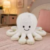 LEAN TOYS Peluche de pulpo con ventosa, blanco, 16 cm – Suave compañero criatura marina