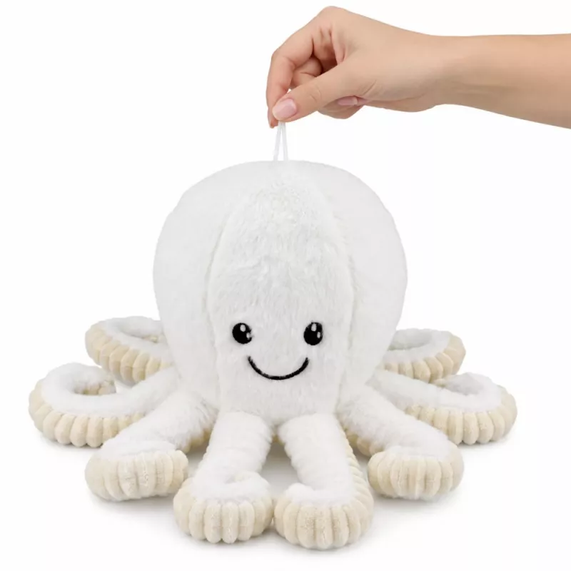 LEAN TOYS Peluche de pulpo con ventosa, blanco, 16 cm – Suave compañero criatura marina
