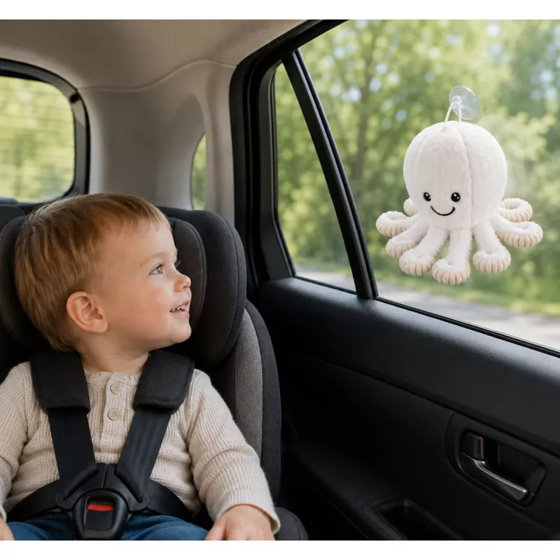 LEAN TOYS Peluche de pulpo con ventosa, blanco, 16 cm – Suave compañero criatura marina