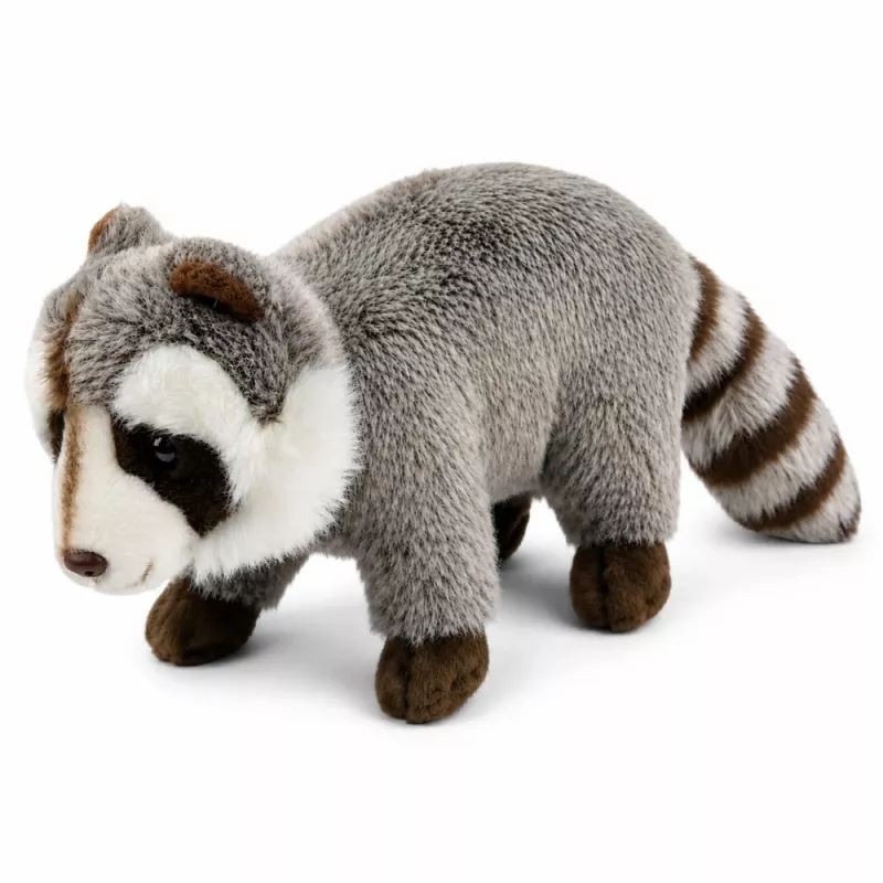 Mapache de peluche LEAN TOYS mascota – peluche realista y suave, gris 45 cm