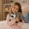 Mapache de peluche LEAN TOYS mascota – peluche realista y suave, gris 45 cm