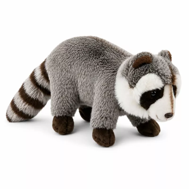 Mapache de peluche LEAN TOYS mascota – peluche realista y suave, gris 45 cm